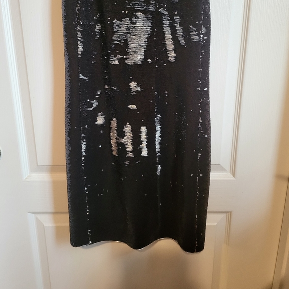 NWT MAJE BLACK/SILVER TWO TONE SEQUIN DRESS - Picture 2 of 10